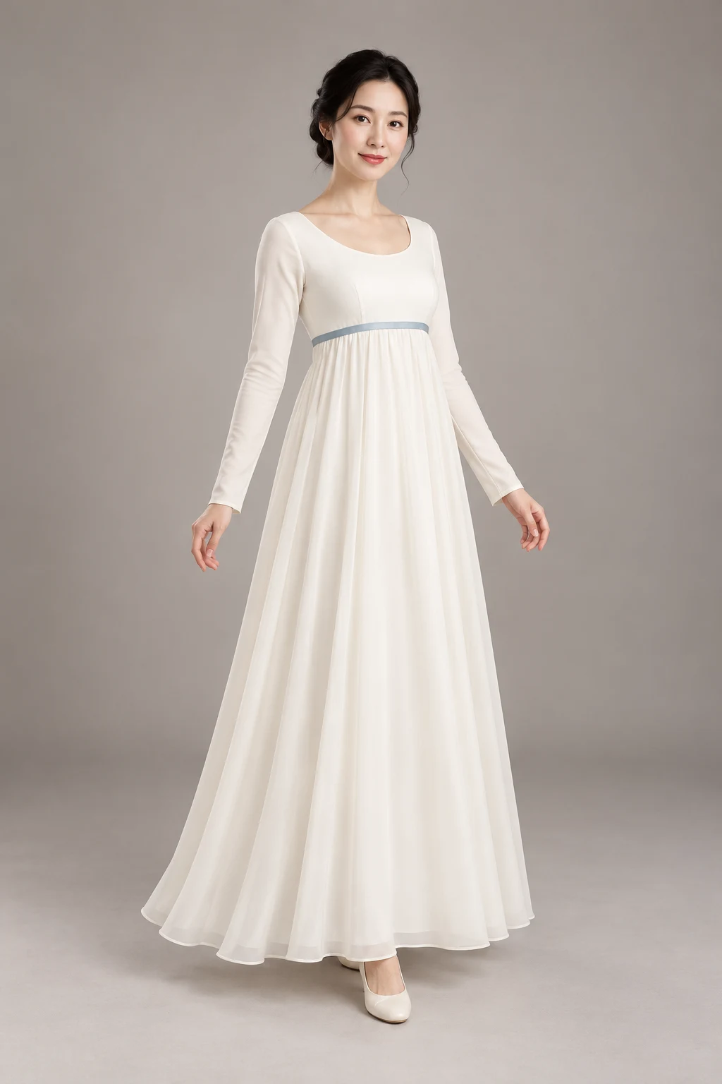 AI-assisted design concept: Empire-Inspired Raised-Waist Gown