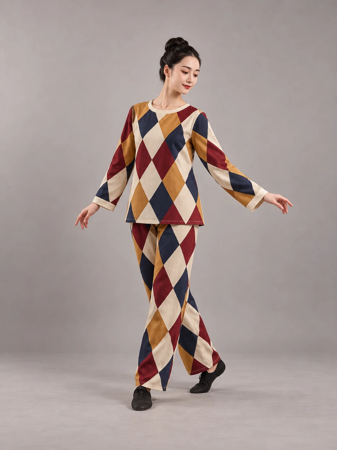 AI-assisted design concept: Commedia-Inspired Diamond Tunic Set