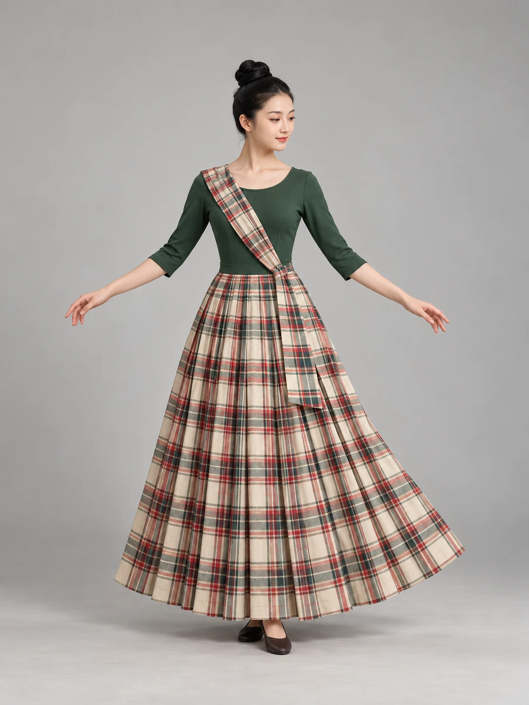 AI-assisted design concept: Highland-Inspired Tartan Skirt & Sash