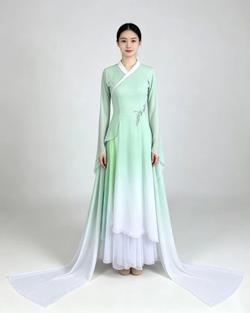 Mint Ombre Water-Sleeve Dress — reviewed display photograph