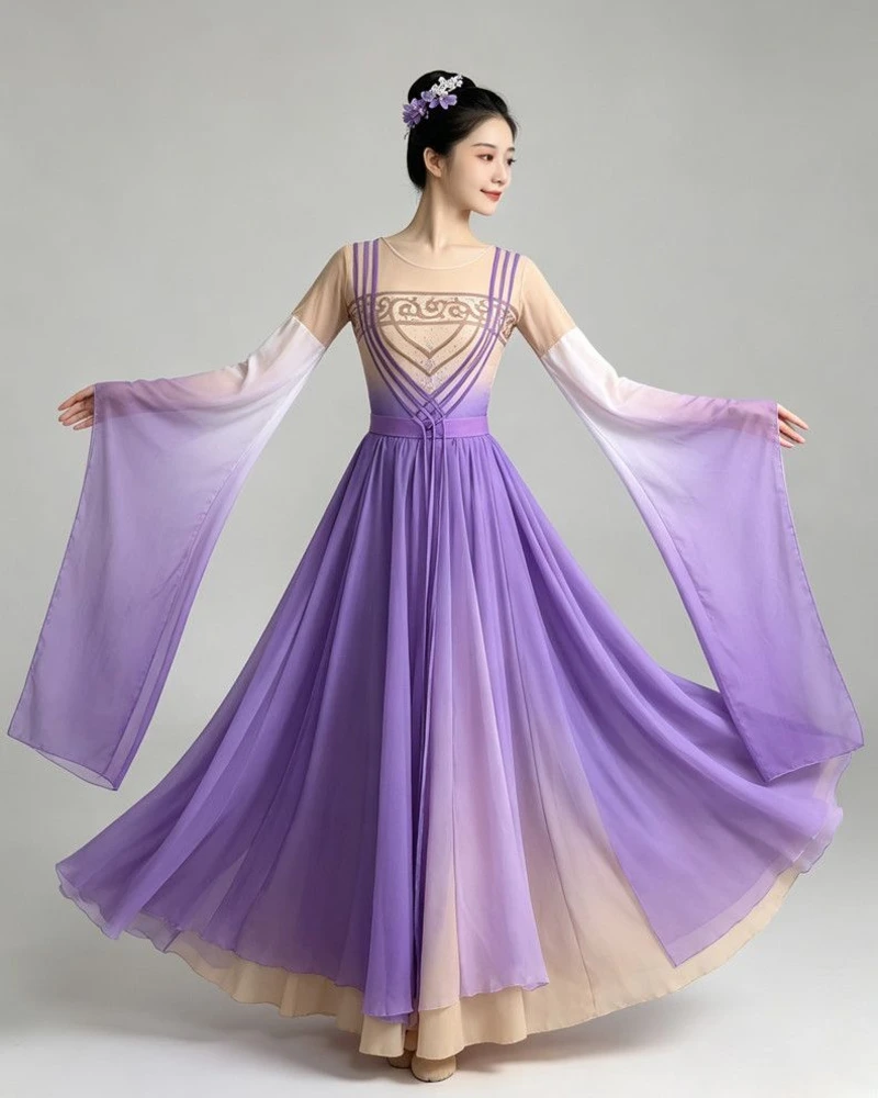 Violet Flowing-Sleeve Dress — reviewed display photograph