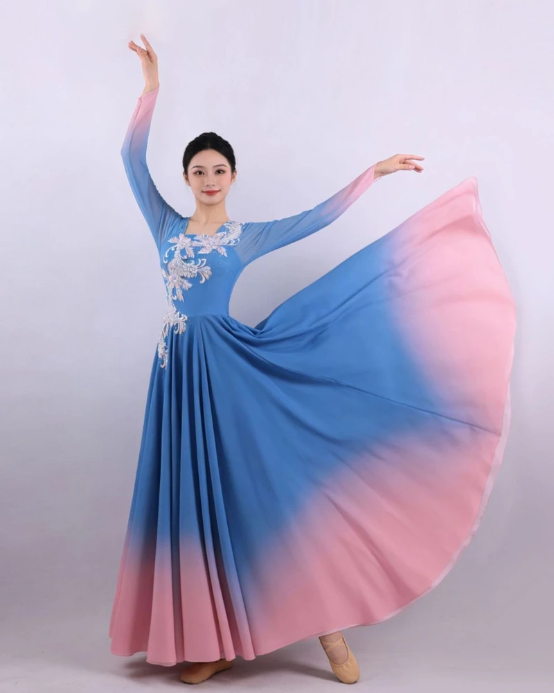 Blue and Pink Ombre Dance Gown — reviewed display photograph