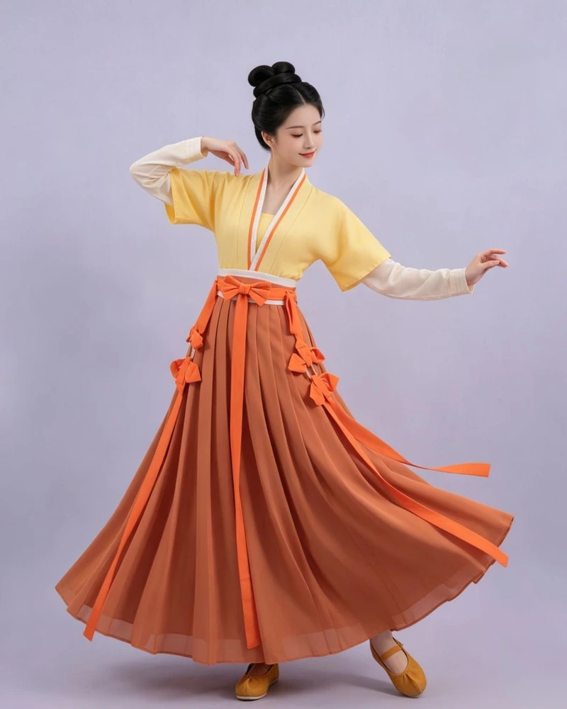 Warm-Tone Layered Classical Dance Dresses — reviewed display photograph
