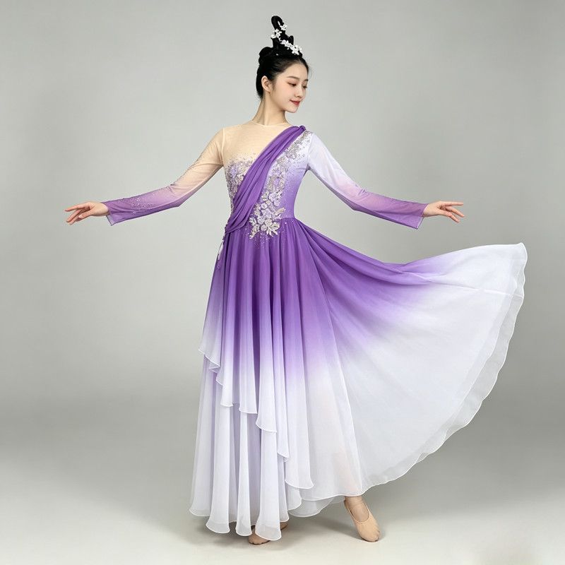 Violet Ombre Asymmetric Dance Dress — photograph 1