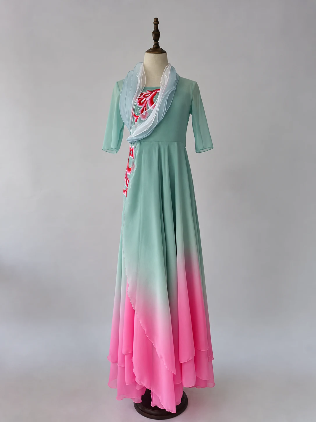 Sage & Pink Gradient Dance Dress — retouched product photograph