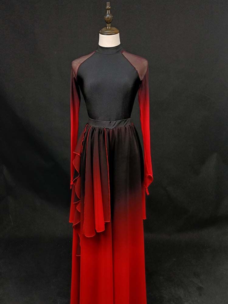 Black-to-Red Layered Dance Dress — photograph 1