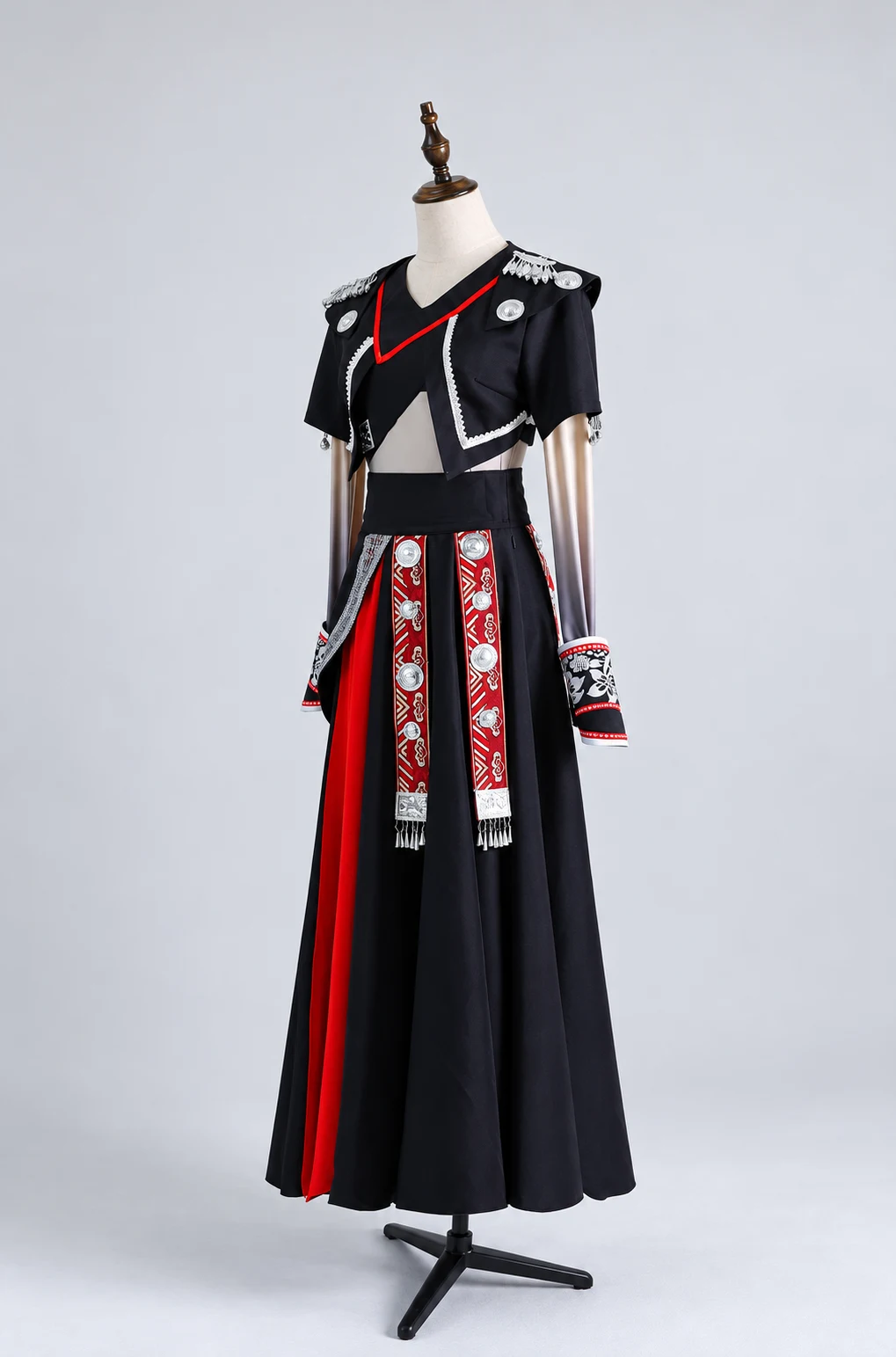 Black & Red Ornamented Dance Ensemble — retouched product photograph