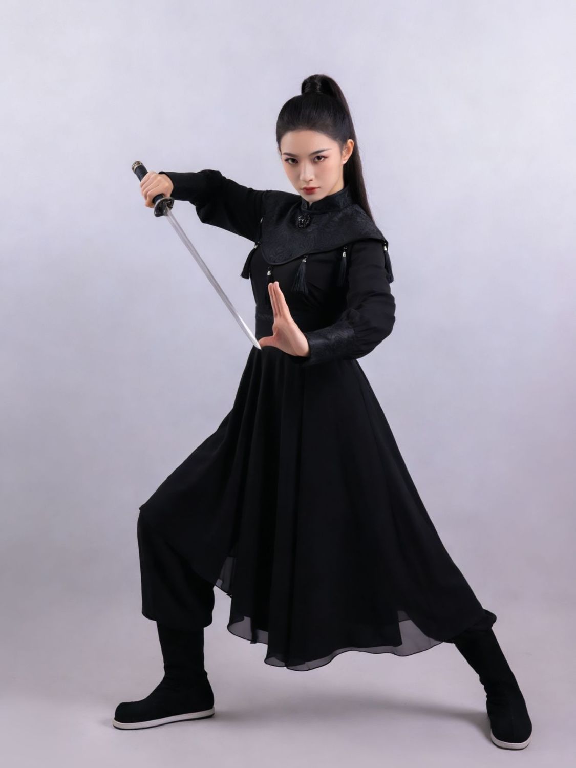 Black Layered Martial-Arts Ensemble — photograph 2