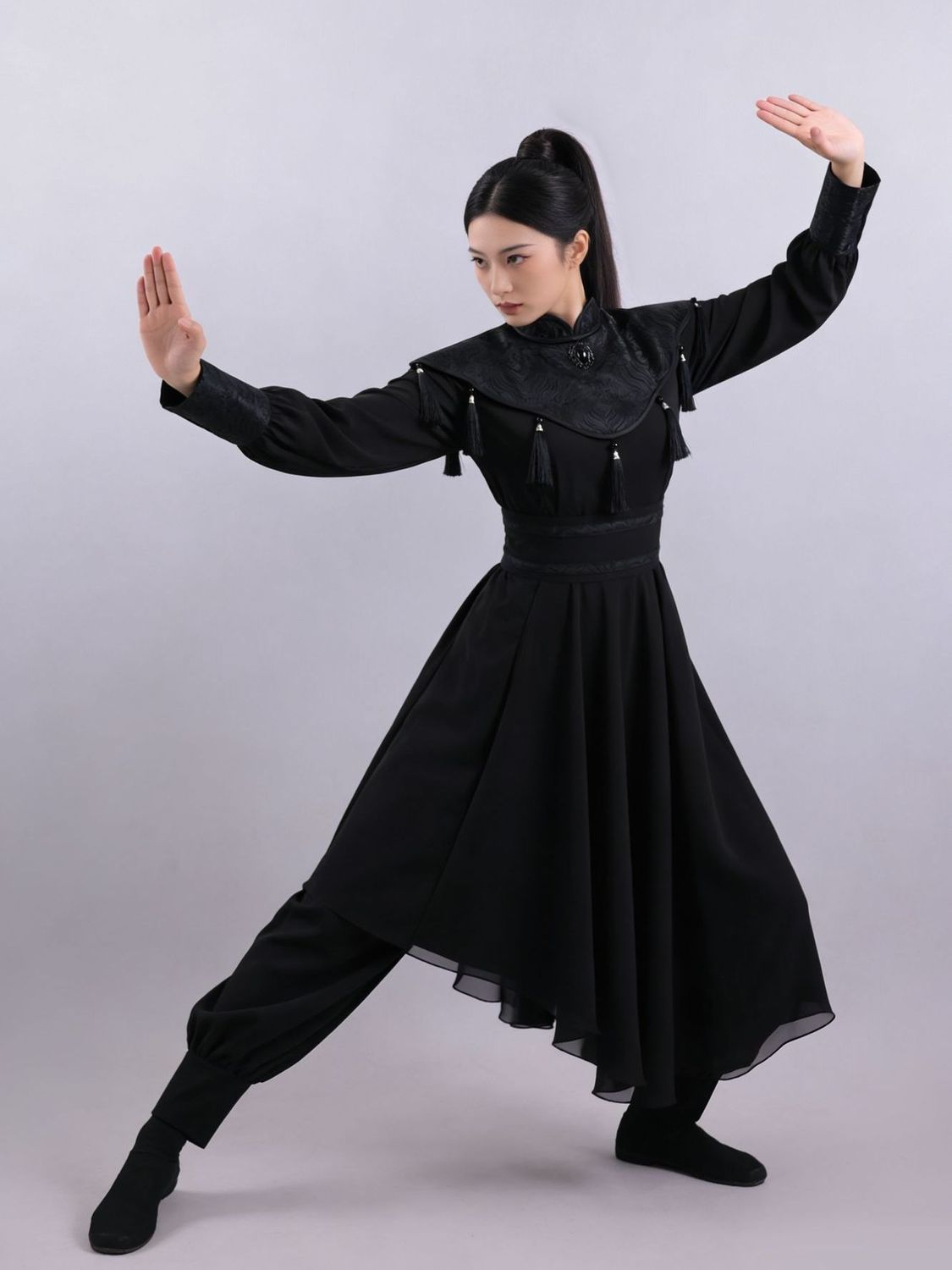 Black Layered Martial-Arts Ensemble — photograph 1