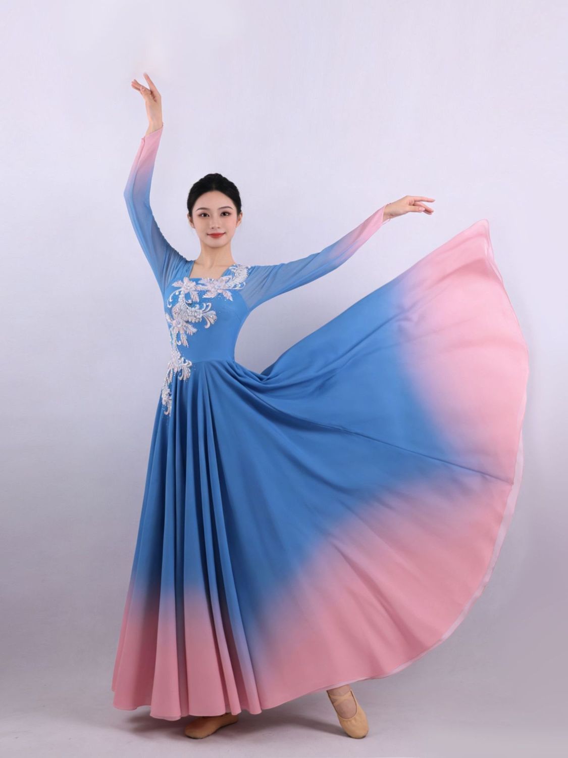 Blue and Pink Ombre Dance Gown — photograph 1