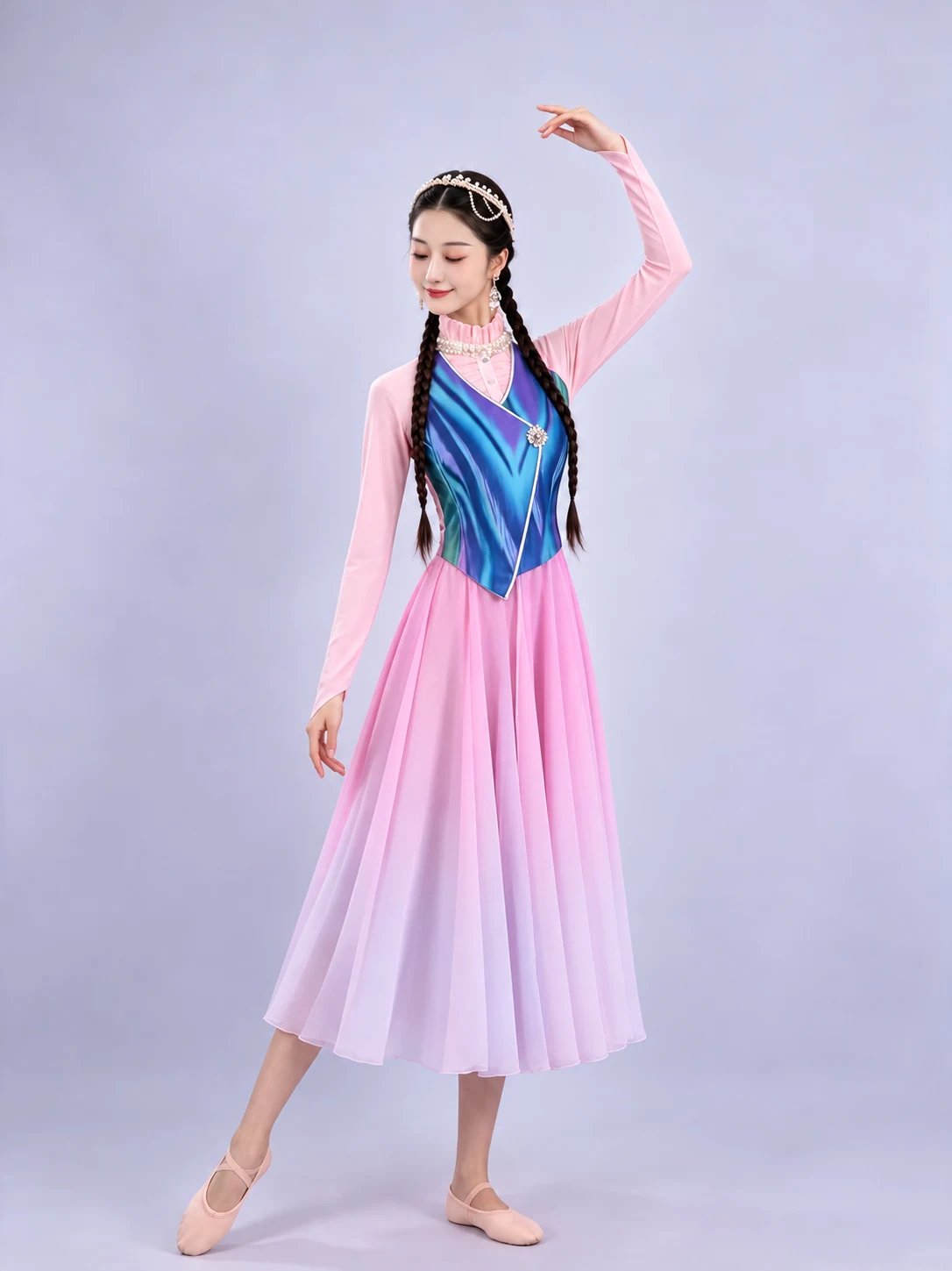 Pastel Dance Dresses with Colorful Bodices — retouched product photograph